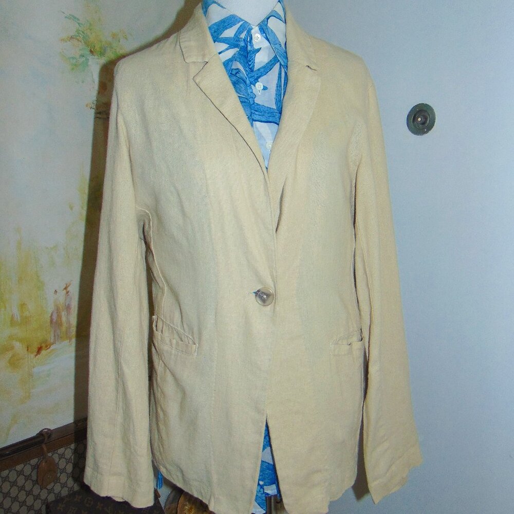 Sanctuary Blazer Linen Oversized Women's Blazer Creme Tan Pockets Lagen Look XL
